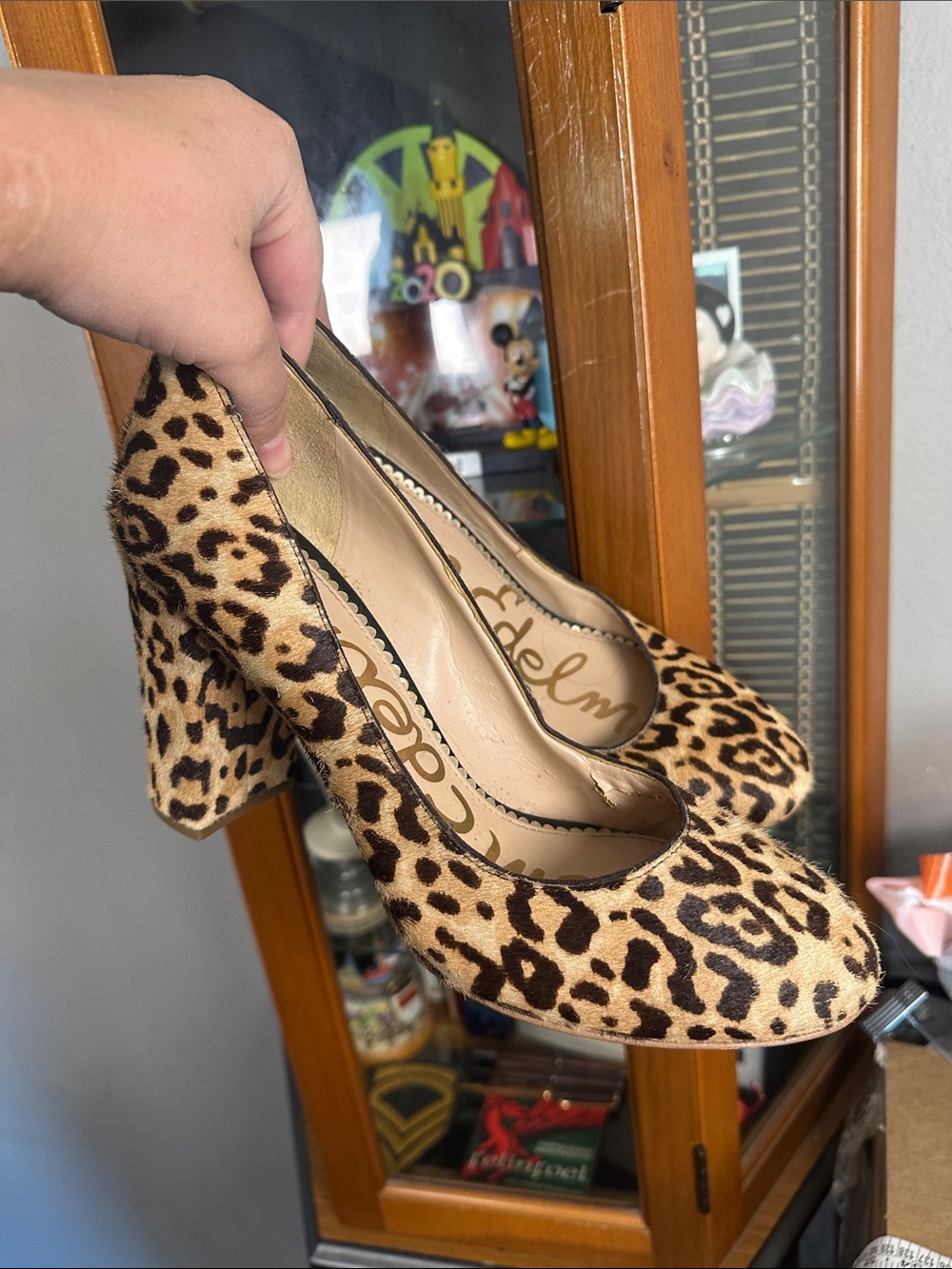 Sam Edelman Leopard Print Block Heel Pumps - Tan & Black